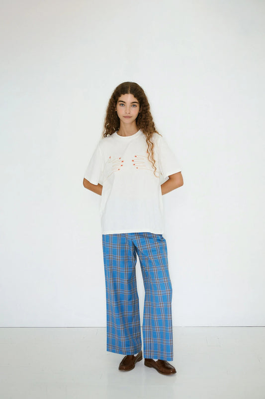 the tiny big sister check wide trouser
