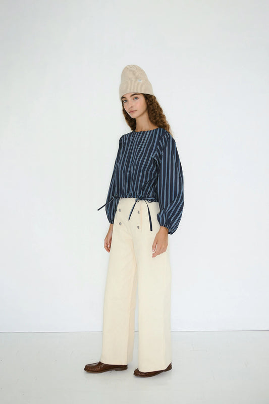 the tiny big sister striped puff sleeve blouse