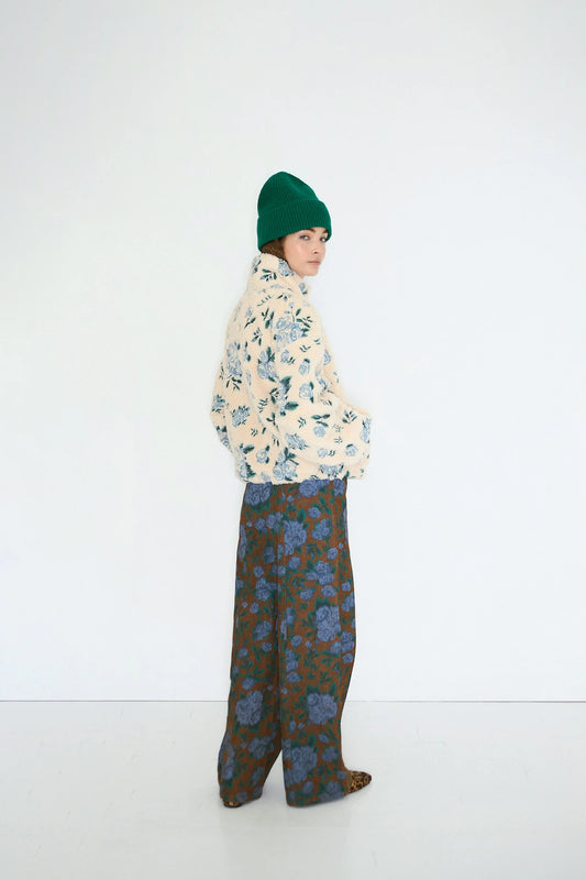 the tiny big sister embroidered roses sherpa jacket